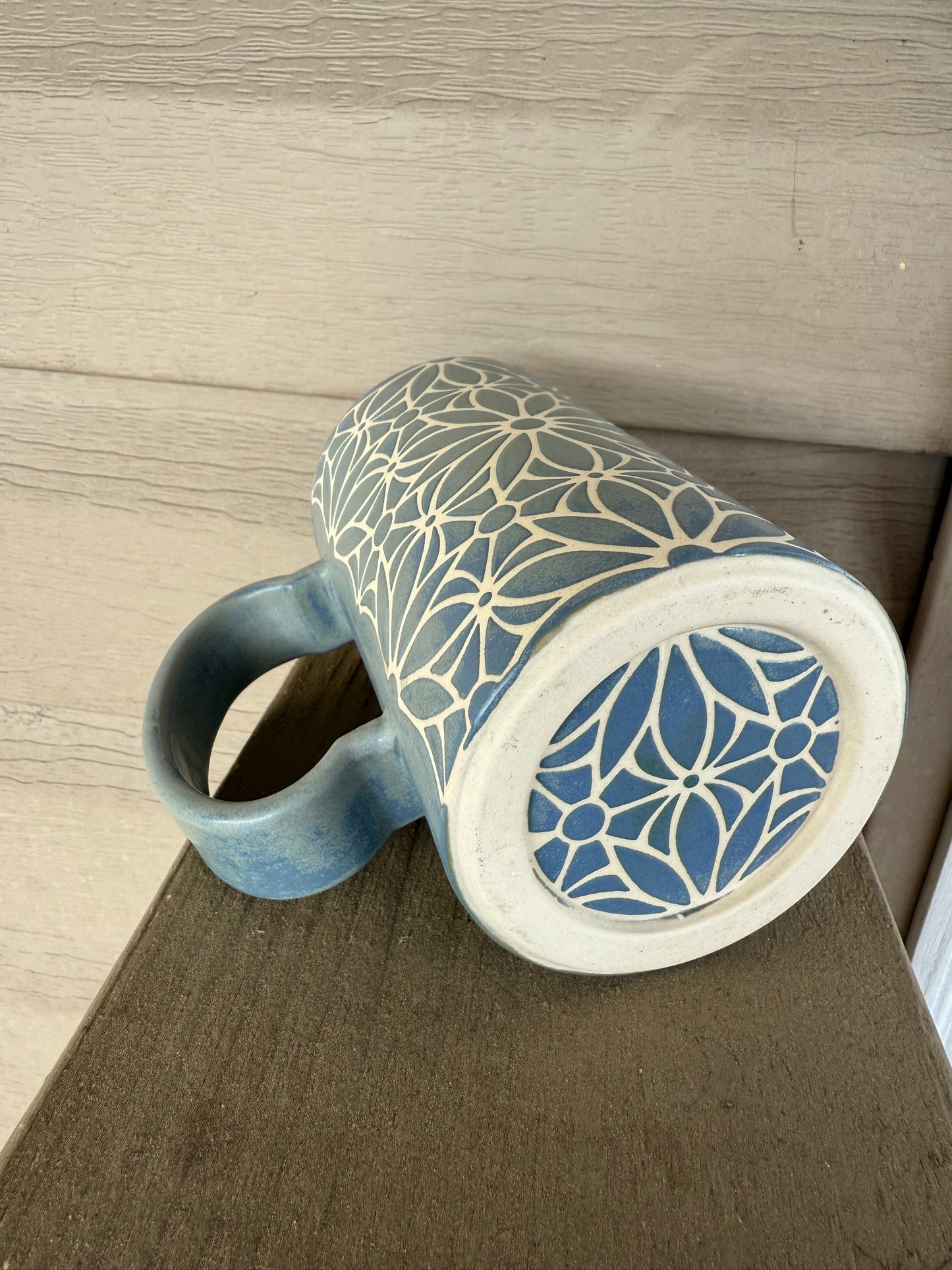 Geo Floral Mug - Blue/Grey