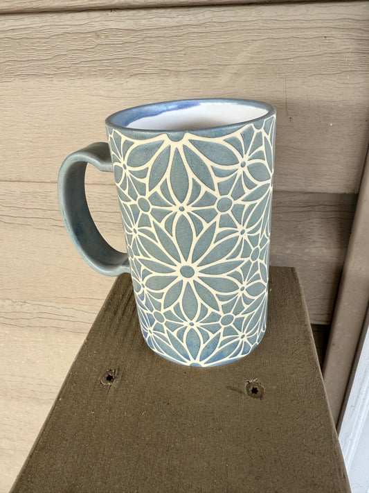 Geo Floral Mug - Blue/Grey