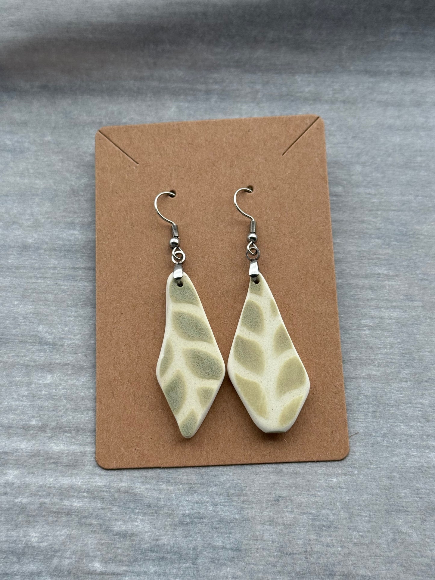 Relic Earrings - Green Leaf / Silver