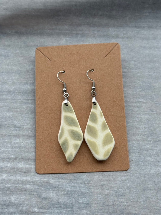 Relic Earrings - Green Leaf / Silver