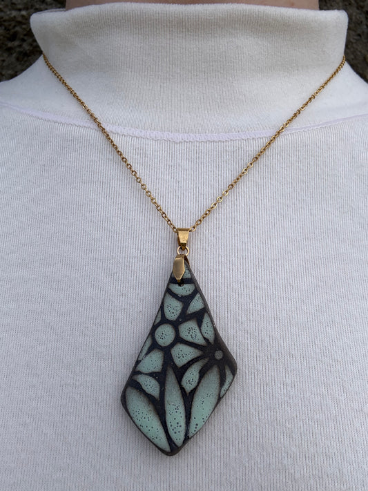 Relic Pendant - Dark Clay Geo Floral / Gold