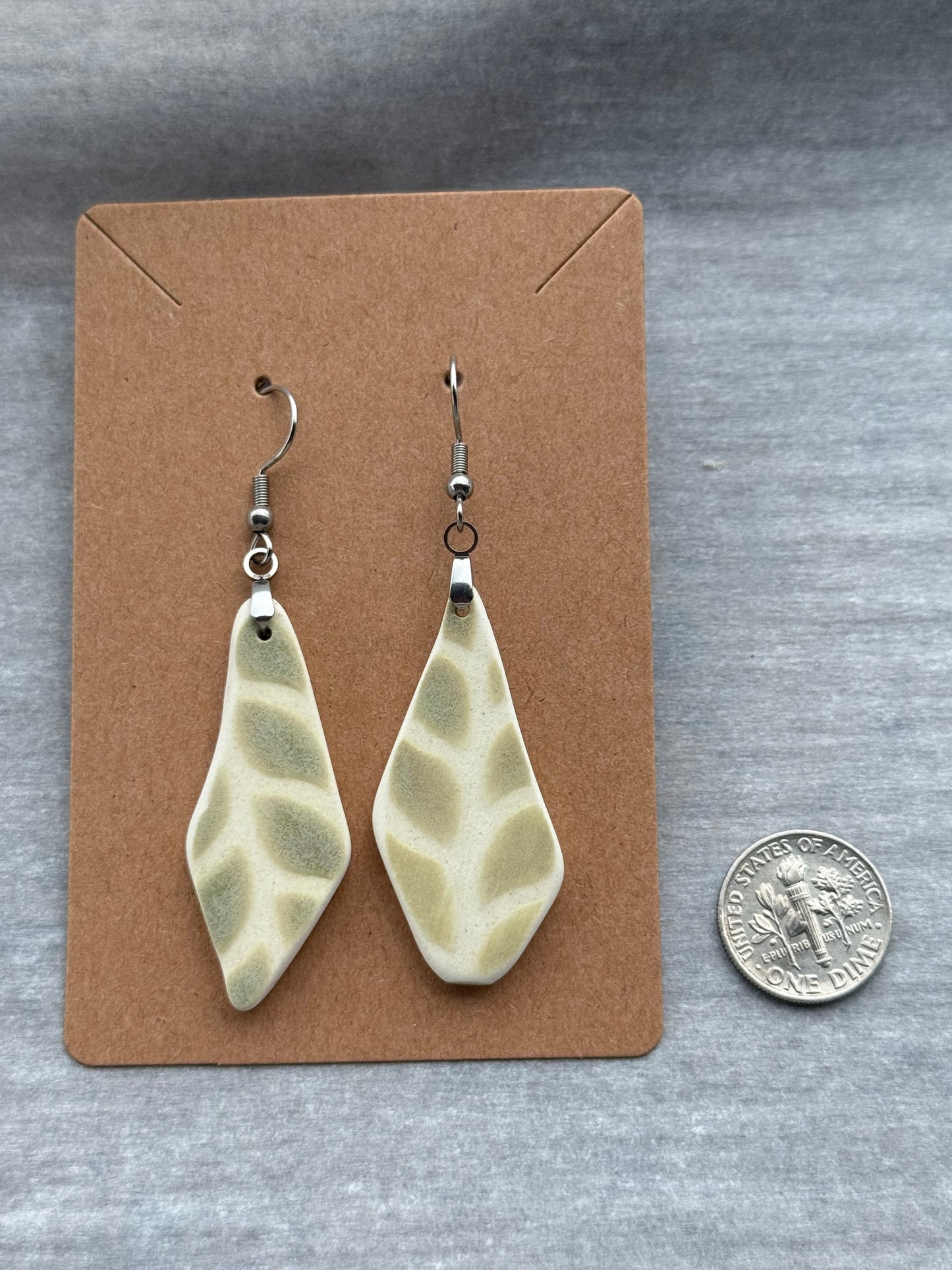 Relic Earrings - Green Leaf / Silver