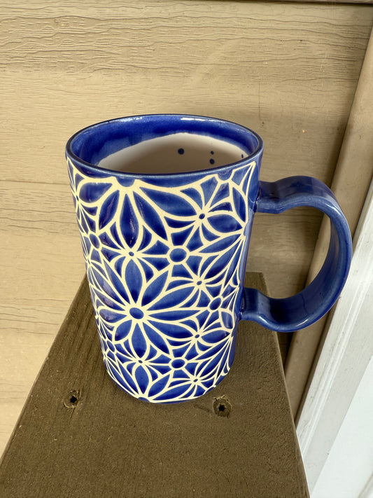 Geo Floral Mug - Blue Iris