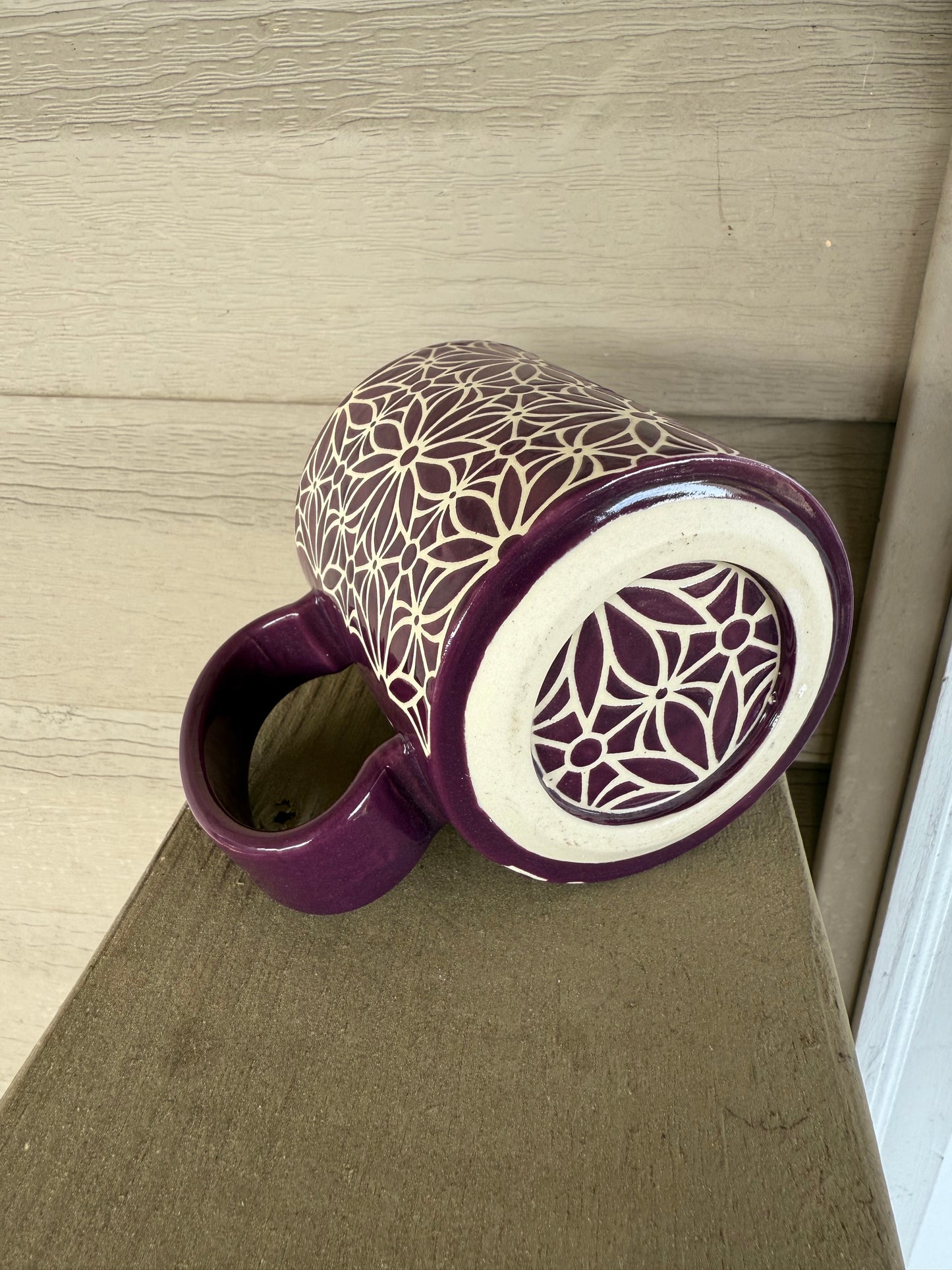 Geo Floral Mug- Eggplant