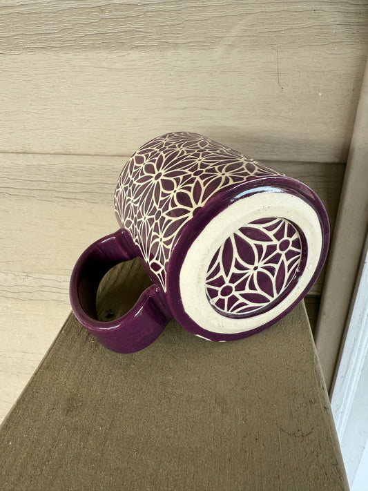 Geo Floral Mug- Eggplant