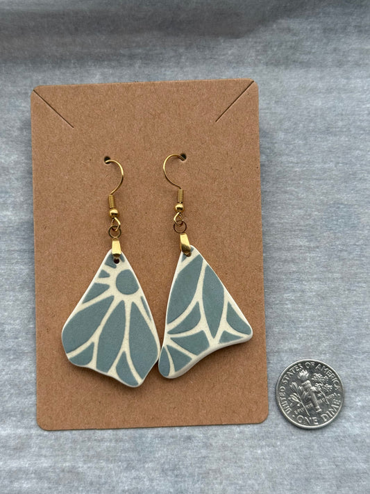 Relic Earrings - Grey Blue Geo Floral / Gold