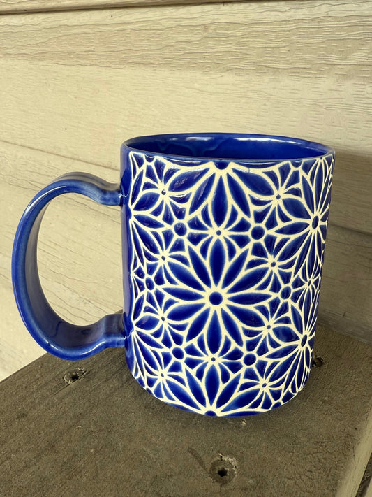 Geo Floral Mug - Blue