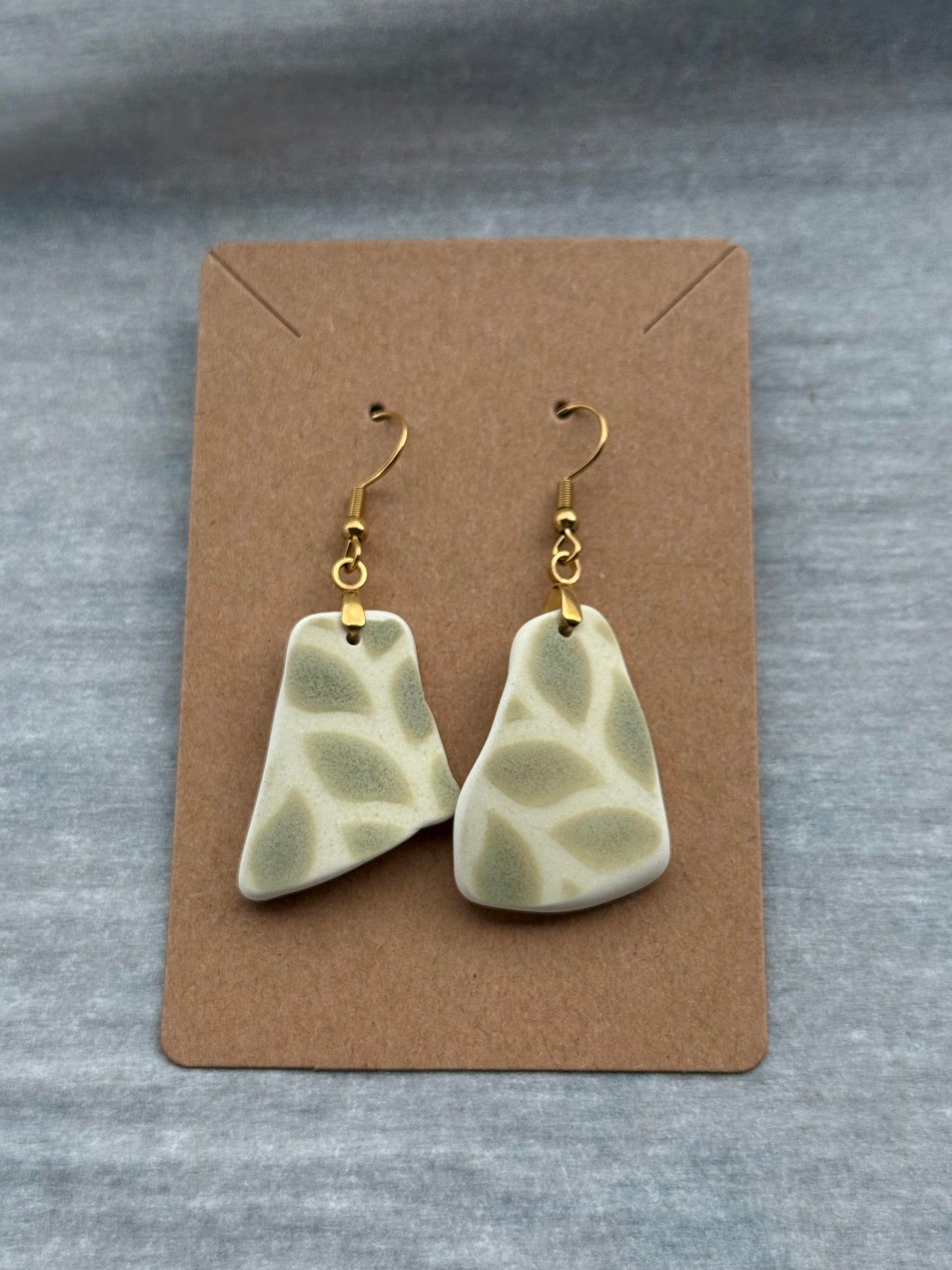 Relic Earrings - Green Leaf / Gold