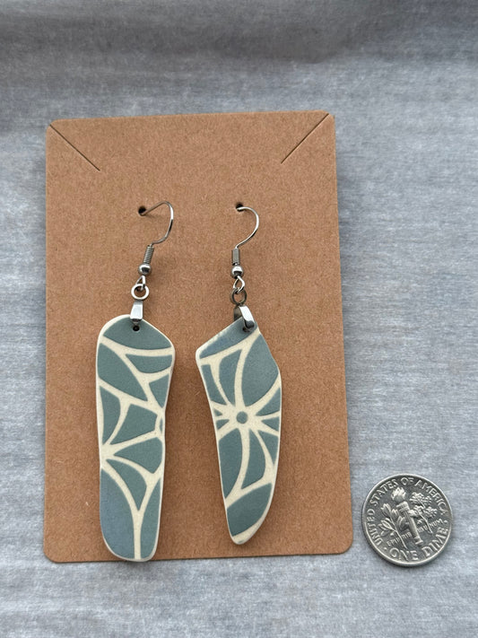 Relic Earrings - Grey Blue Geo Floral / Silver